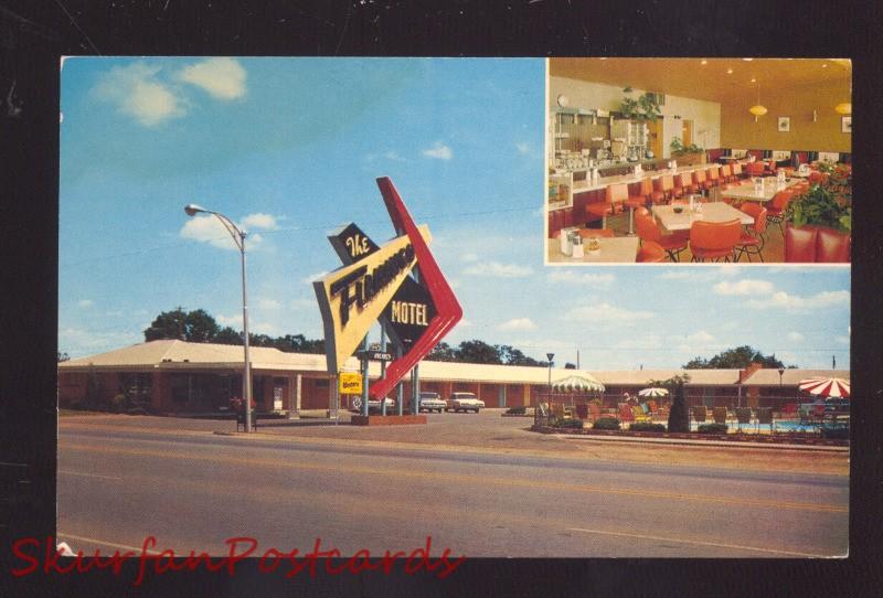 ELK CITY OKLAHOMA THE FLAMINGO MOTEL RESTAURANT INTERIOR VINTAGE POSTCARD