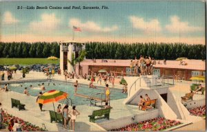 Lido Beach Casino and Swimming Pool, Sarasota FL Vintage Postcard I42