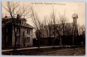 Ripon WI St Peters Episcopal Church, School & American Foursquare Rectory RPPC