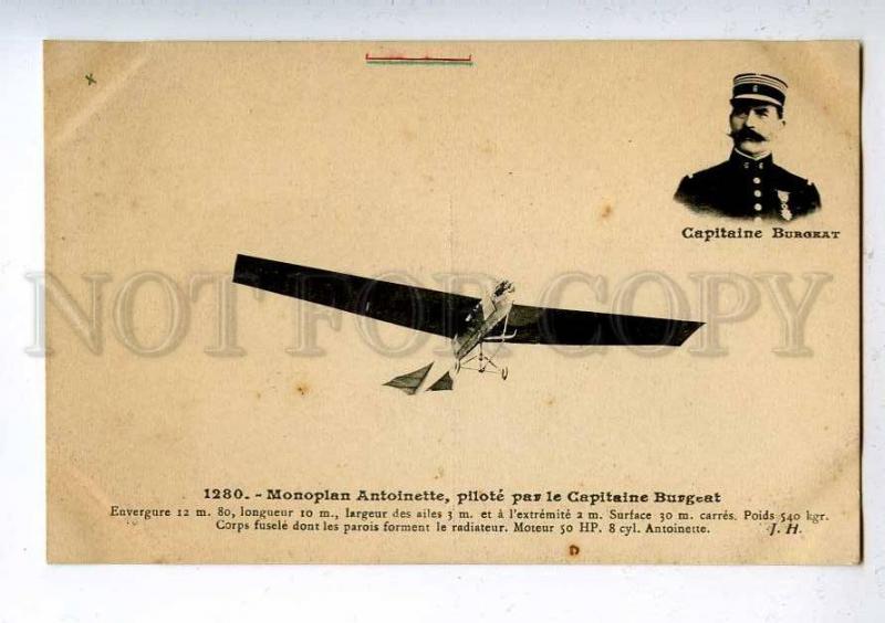 205276 FRANCE AVIATION Antoinette airplane pilot BURGEAT