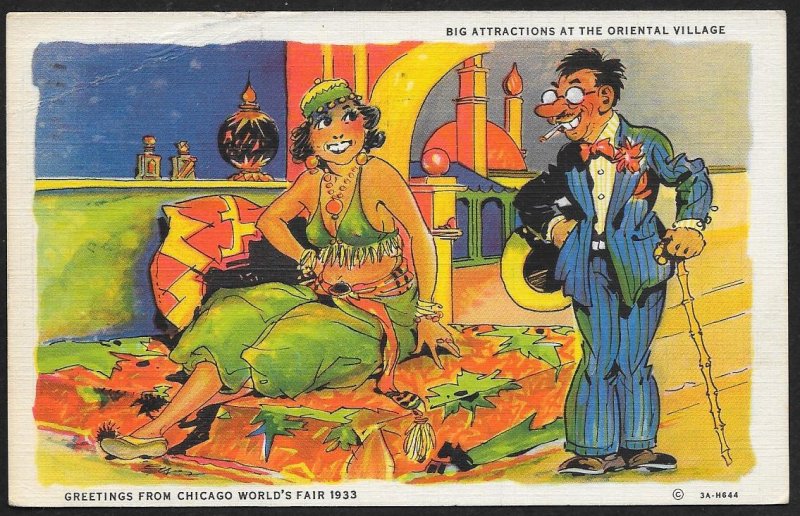 Big Attractions Oriental Village Worlds Fair Chicago Illinois Used c1933