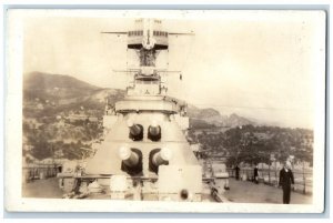 c1920's USS Colorado At Anchor Villefranche-sur-Mer France RPPC Photo Postcard