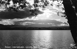 RPPC Sunset, Lake Loveland, Colorado Sanborn Photo c1940s Vintage Postcard