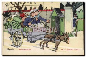 Old Postcard Gervese Illustrator Our Sailors To the left! Donkey Mule