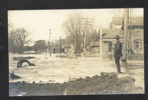 RPPC ROSE KANSAS MISSOURI PACIFIC RAILROAD BRIDGE FLOOD REAL PHOTO POSTCARD