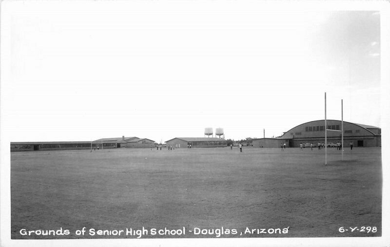 Douglas Arizona Grounds Senior High School 1950s RPPC Photo Postcard 6876