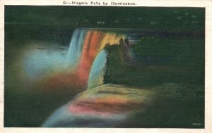 Vintage Postcard 1936 Niagara Falls By Illumination Spray & The Sun New York NY