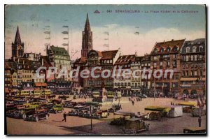 Postcard Old Strasbourg Place Kieber and Cathedeale