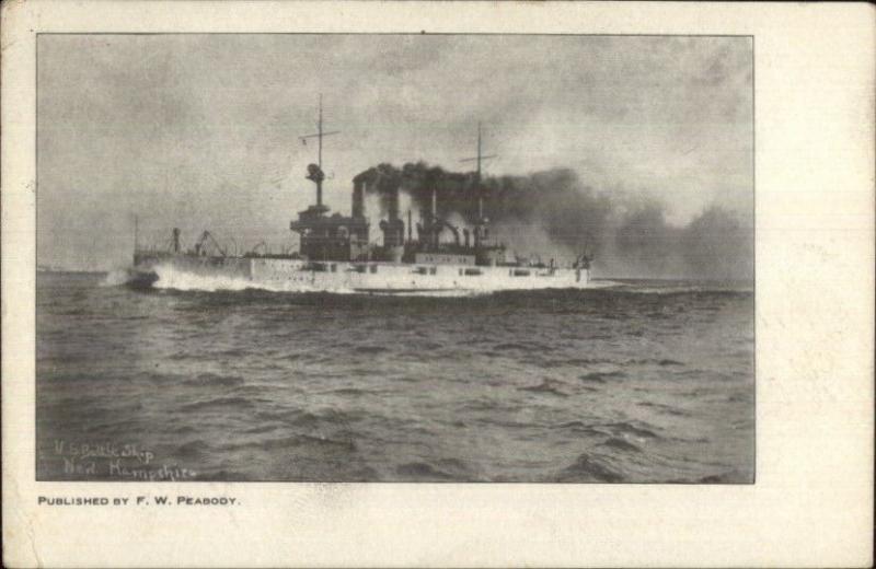 US Navy Battleship New Hampshire c1908 Postcard