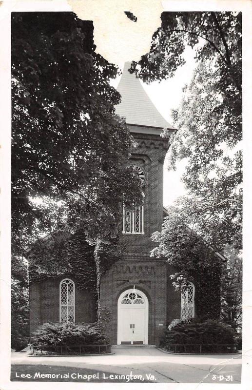 E8/ Lexington Virginia Va Real Photo RPPC Postcard Cline Lees Memorial Chapel