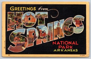 Hot Springs Natl Park Arkansas~PM 1951~Large Letter Linen~Postcard