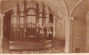 F5/ Tipton Indiana Real Photo RPPC Postcard c1920 Christian Church interior