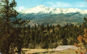 Postcard Pikes Peak From The Rampart Range Road Pikes Peak Region Colorado CO