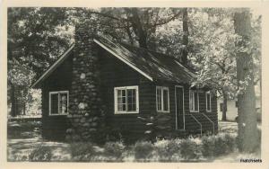 1954 Cedar Falls Iowa Riverview Park WSWS Cabin RPPC Real Photo Postcard 9026x