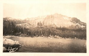 Postcard 1941 Silver Lake Overlooking the Mountains & Forest Real Photo RPPC 