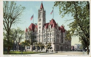 U.S. Post Office, St. Paul, Minnesota 1909 Postcard, Detroit Publishing Co.