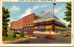 Linen Postcard McCleary Clinic and Hospital in Excelsior Springs, Missouri