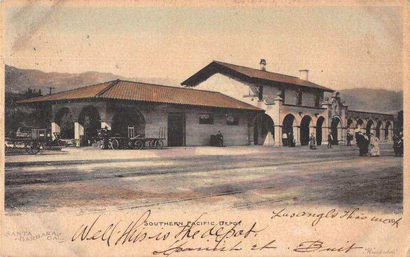 Santa Barbara California Southern Pacific Depot Train Station Postcard AA15001