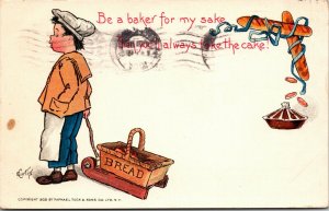 E Curtis~Baker Boy With Bread in Sled~Will Always take the Cake~1903 TUCK