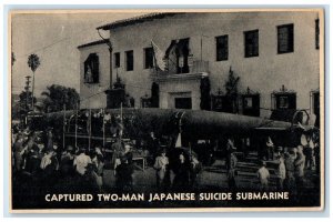 c1940 Captured Two-Man Japanese Suicide Submarine Oahu Hawaii Vintage Postcard