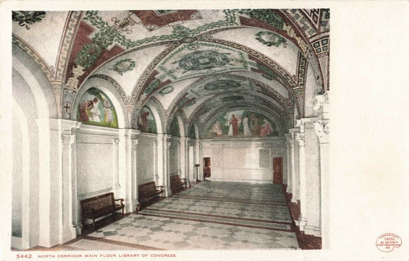 Postcard North Corridor Main Floor Library of Congress Detroit Photographic ME6.