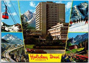 VINTAGE CONTINENTAL SIZED POSTCARD SCENES NEAR THE HOLIDAY INN INNSBRUCK AUSTRIA