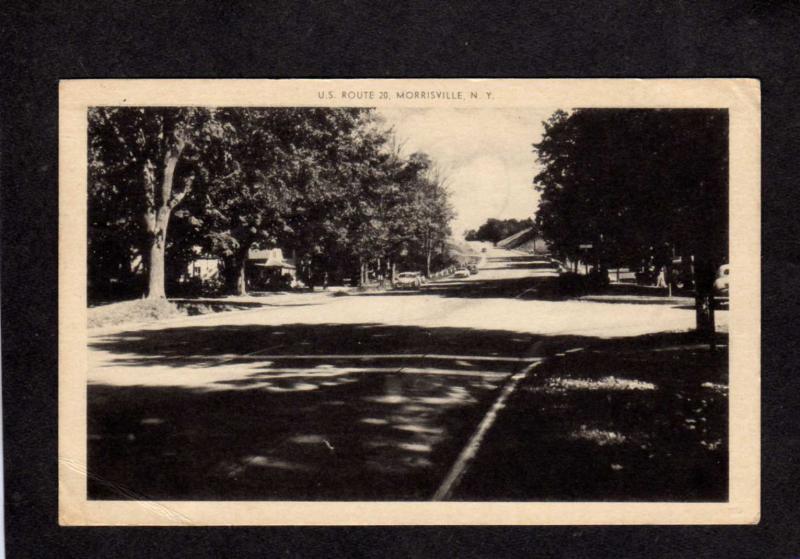 NY US Route 20 Highway Morrisville New York Postcard 1953 Vintage PC