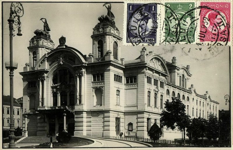 romania, CLUJ NAPOCA, Teatrul National, Theatre (1932) RPPC Postcard