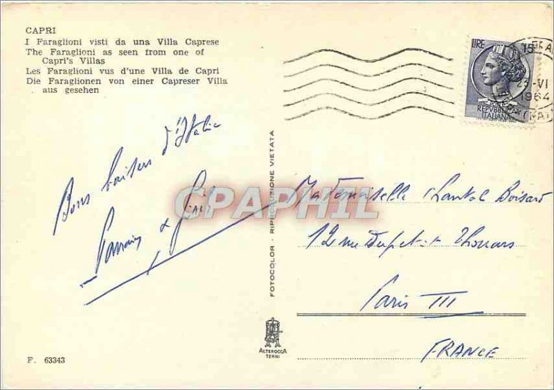 Modern Postcard Capri Faraglioni seen a villa Capris
