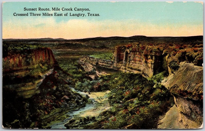 Texas, Sunset Route, Mile Creek Canyon, Crossed Three Miles of Langtry, Postcard