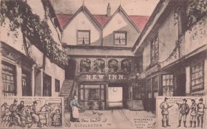 Mounted Old Pilgrims as Gloucester New Inn Phillimore Old Postcard