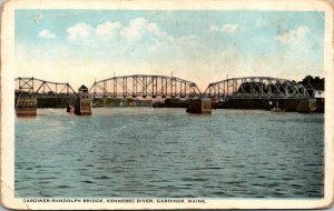 Maine Gardiner The Gardiner-Randolph Bridge Over Kennebec River Curteich