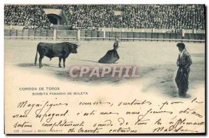 Old Postcard Bullfight Bullfight Bombita pasando of muletta