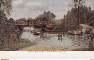 CHICAGO, Illinois, 1900-1910s; Rustic Bridge, Washington Park