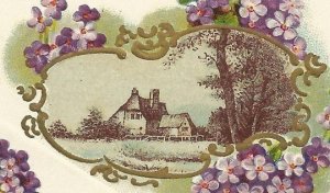 1910 Antique Postcard - Sincerest Greetings - Purple Forget-Me-Nots Flowers