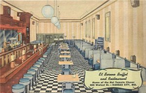 Postcard 1940s Missouri Kansas City El Sereno Buffet restaurant Linen 23-13542