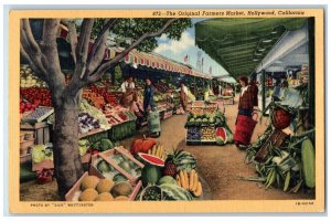 c1940s The Original Farmers Market Hollywood California CA Vintage Postcard 