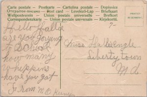 Cats In Love on Bench Anthropomorphic Humanized Animals Embossed Postcard X14