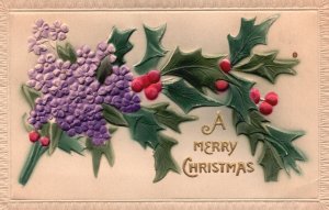 Vintage Postcard A Merry Christmas Holiday Yuletide Season's Greetings Flower