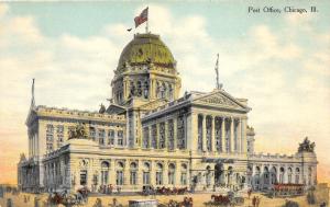 Chicago Illinois~US Post Office~Busy Street Scene~c1910 Postcard