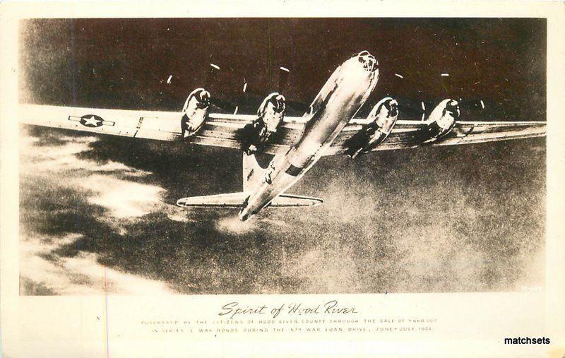 Military Aircraft WW2 Spirit of Hood River RPPC Real photo postcard 10151