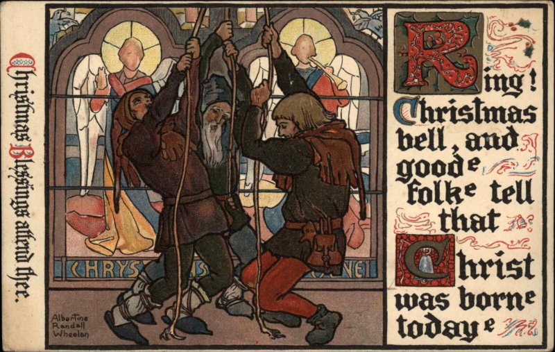 E Nister Albertine Rendall Wheelan Church Christmas Bells c1910 Postcard