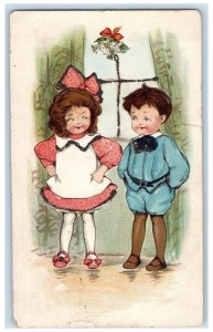 1907 Children Mistletoe On Window Camden New Jersey NJ Posted Antique Postcard 