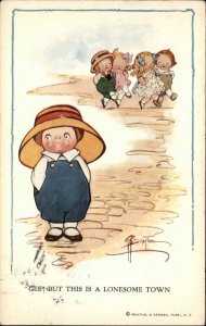 G.G. Wiederseim Lonely Little Boy Watches Other Kids Play c1910 Postcard