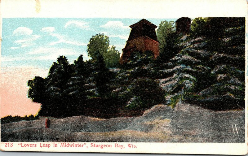 Vtg 1910s Lovers Leap in Midwinter Sturgeon Bay Wisconsin WI Postcard