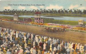 Miami Florida~Hialeah Race Track @ Miami Jockey Club~Close Finish~1940s PC