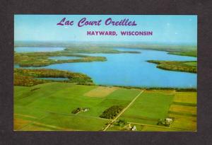 WI Lake Lac Couderay Court Oreilles Hayward Wisconsin Postcard Aerial View