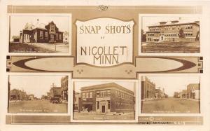 D30/ Nicollet Minnesota RPPC Postcard c1920 5View Bank Creamery School Stores