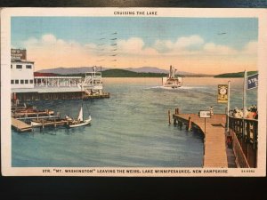 Vintage Postcard 1936 Mt. Washington Leaving Weirs Lake Winnipesaukee N.H.