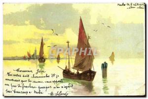 Old Postcard Boat Marine